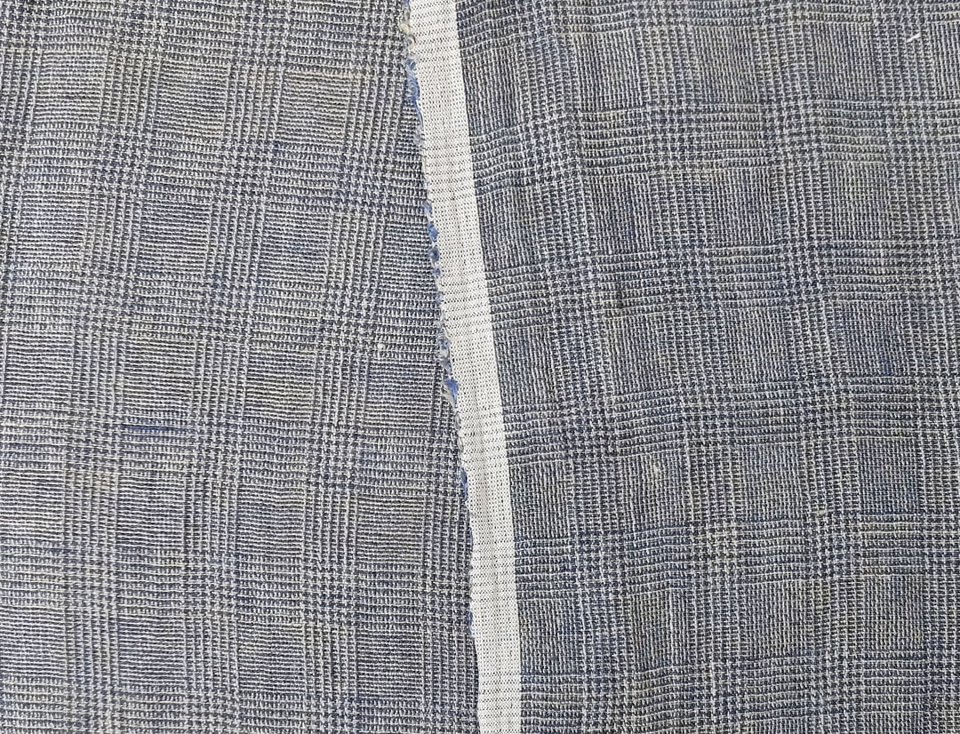 Linen Blend Fabric High Twisted Yarn Navy Glen Plaid Medium Weight 7077 7839 7078 7563