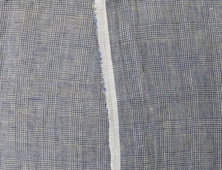 Linen Blend Fabric High Twisted Yarn Navy Glen Plaid Medium Weight 7077 7839 7078 7563