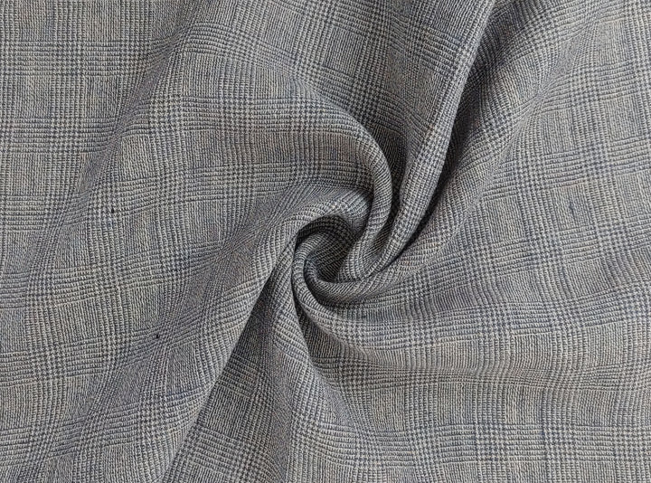Linen Blend Fabric High Twisted Yarn Navy Glen Plaid Medium Weight 7077 7839 7078 7563
