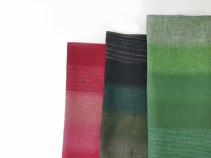 Sunrise Glow: 100% Linen Fabric with Spaced-Dyed Yarn and Horizontal Gradient Stripes 1723 1799 1800