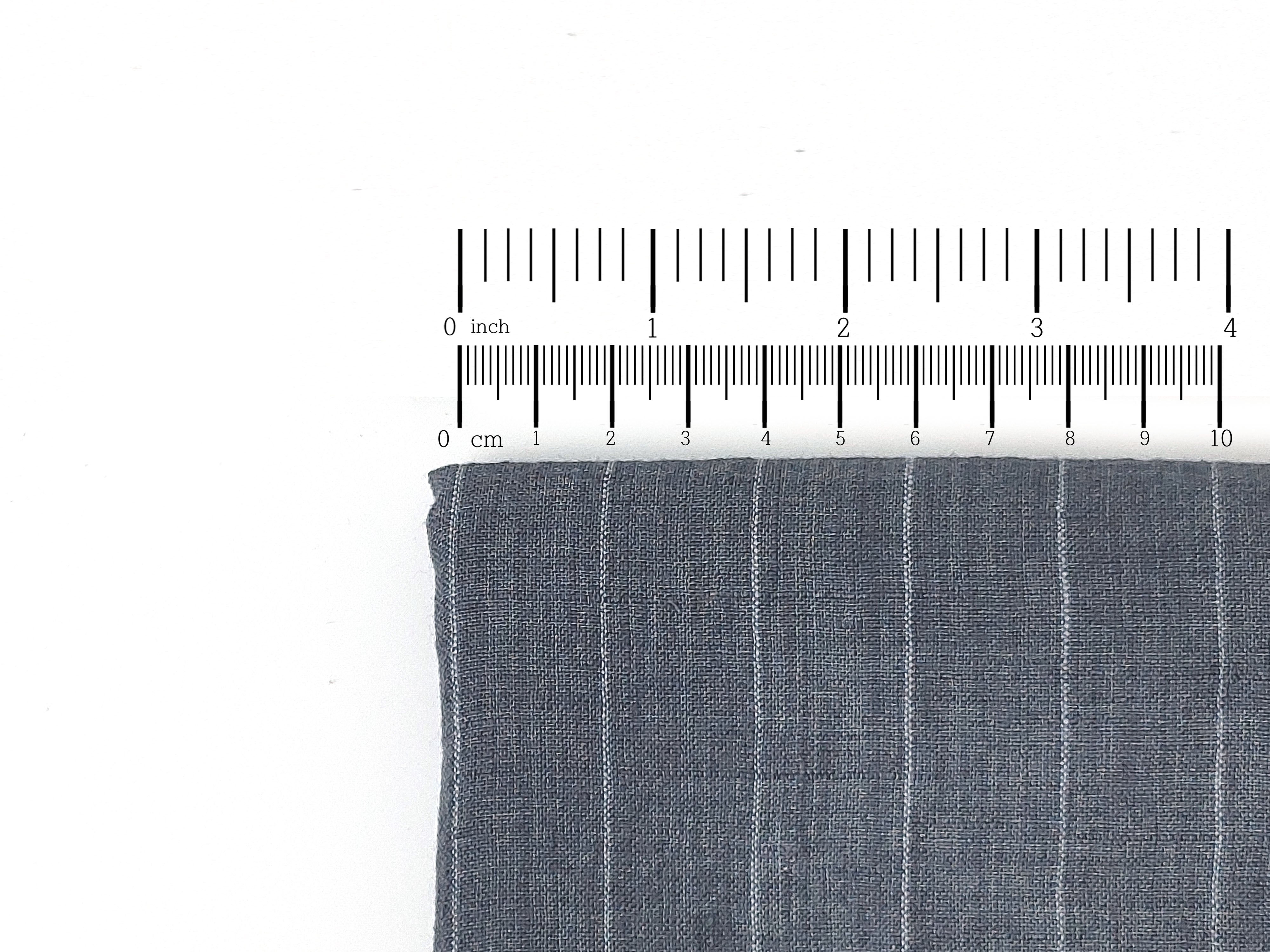 Crisp & Cool 100% Linen Fabric: Pre-Washed Grey with Fine White Pinstripes 8048