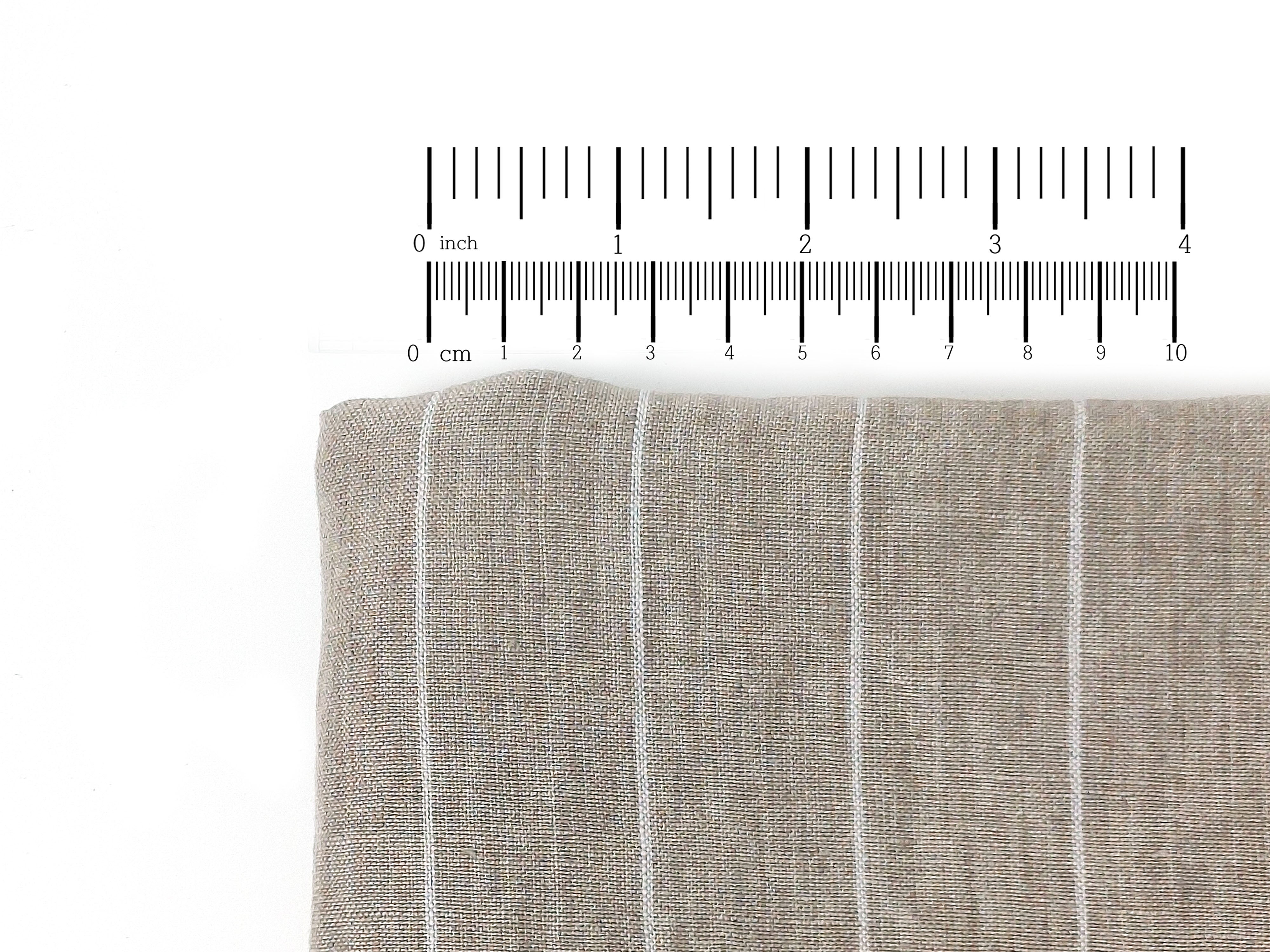 100% Linen Fabric - Natural with White Pin Stripes, Medium Weight, Soft Touch 7975