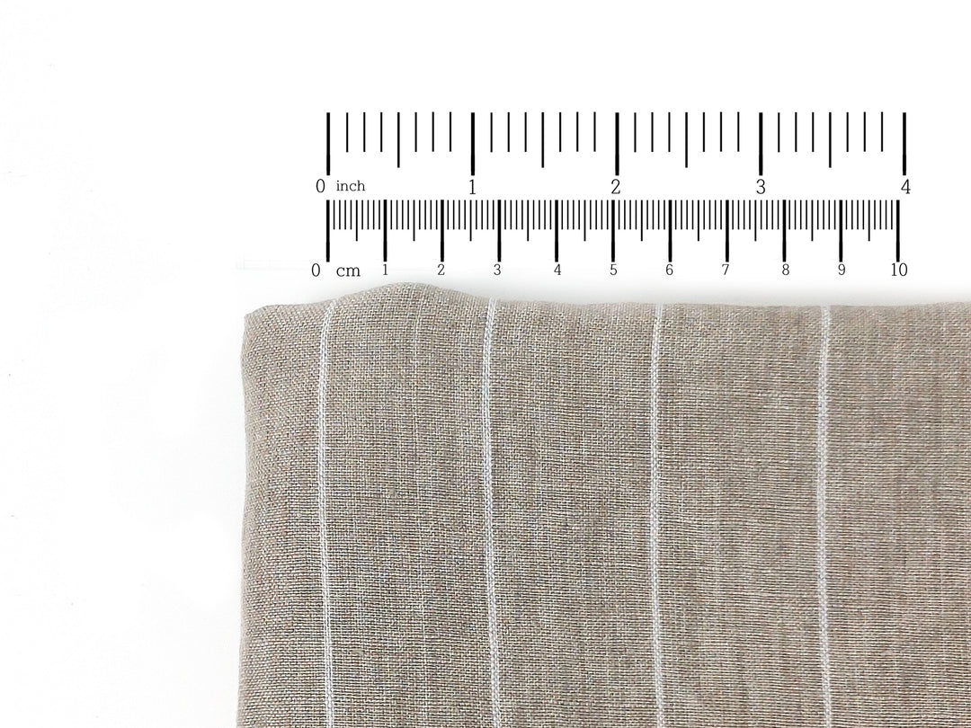 100% Linen Fabric - Natural with White Pin Stripes, Medium Weight, Soft Touch 7975