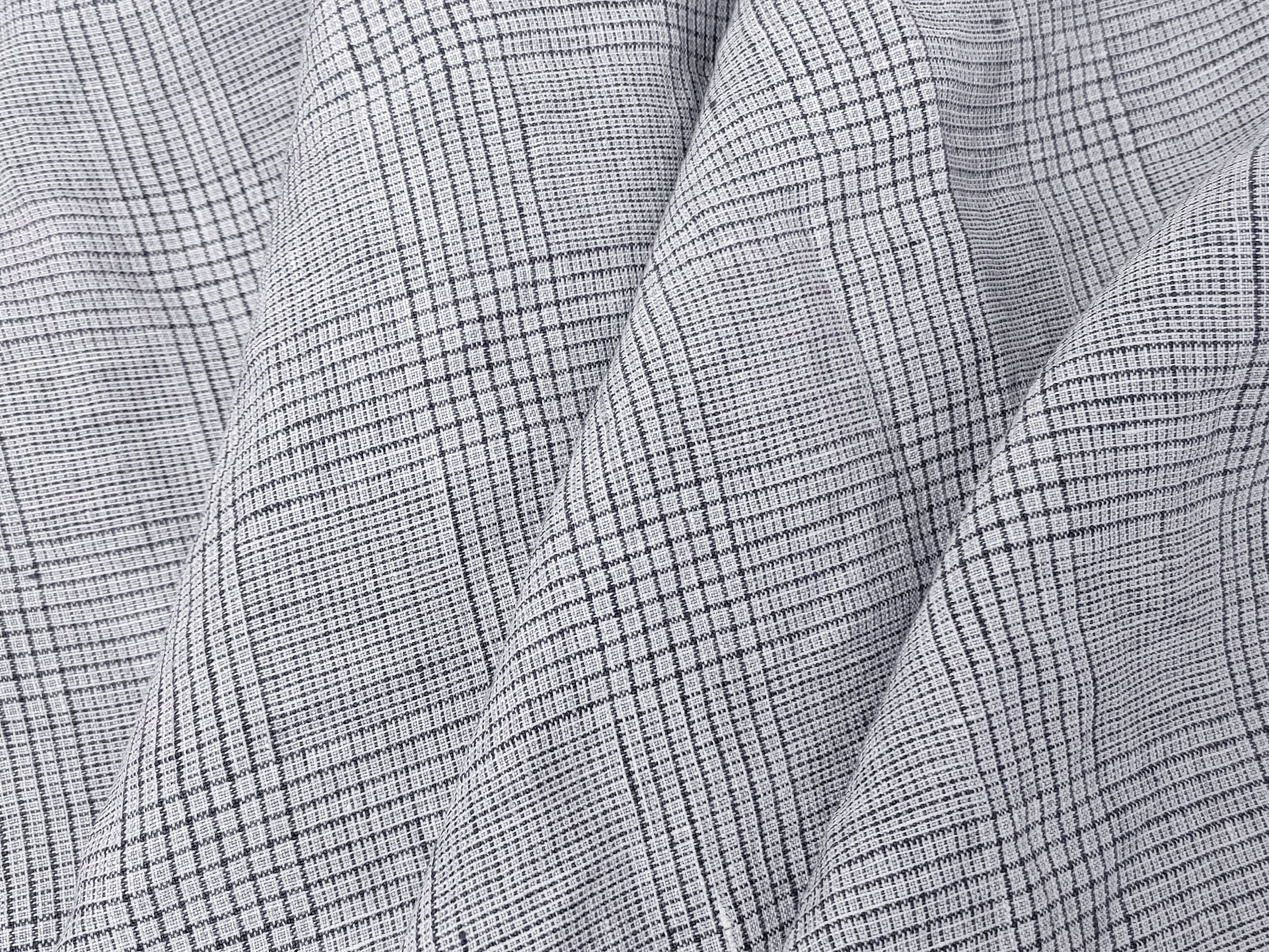 Grey Houndstooth Glen Plaid Linen Fabric – 100% Linen 8046