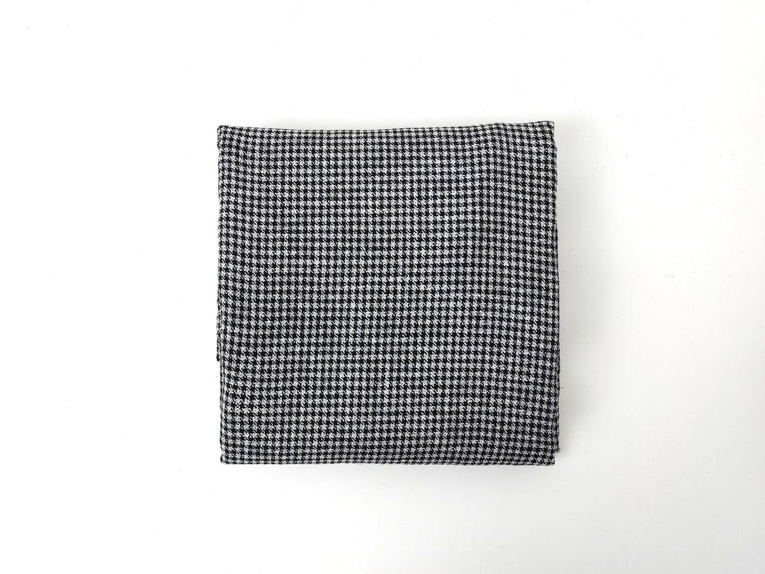 White & Black Gingham Check Linen-Polyester Fabric | Twill Weave, Pre-Washed 8068