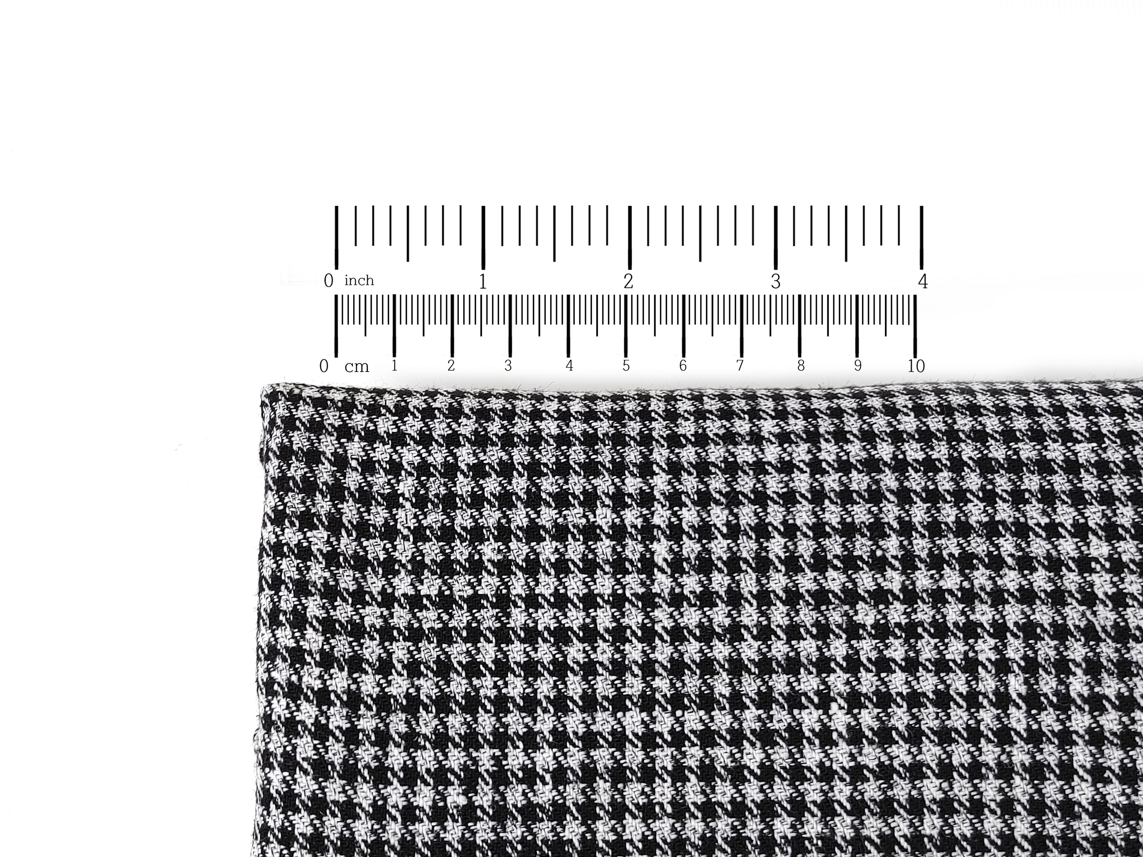 White & Black Gingham Check Linen-Polyester Fabric | Twill Weave, Pre-Washed 8068