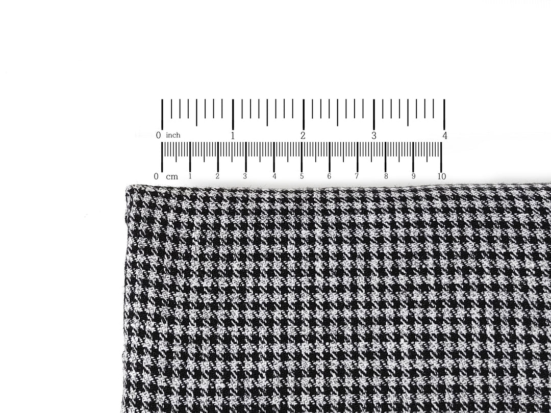 White & Black Gingham Check Linen-Polyester Fabric | Twill Weave, Pre-Washed 8068
