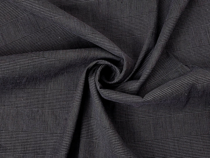 Grey Glen Plaid Linen/Cotton Stretch Fabric – Soft, Pre-Washed 8067
