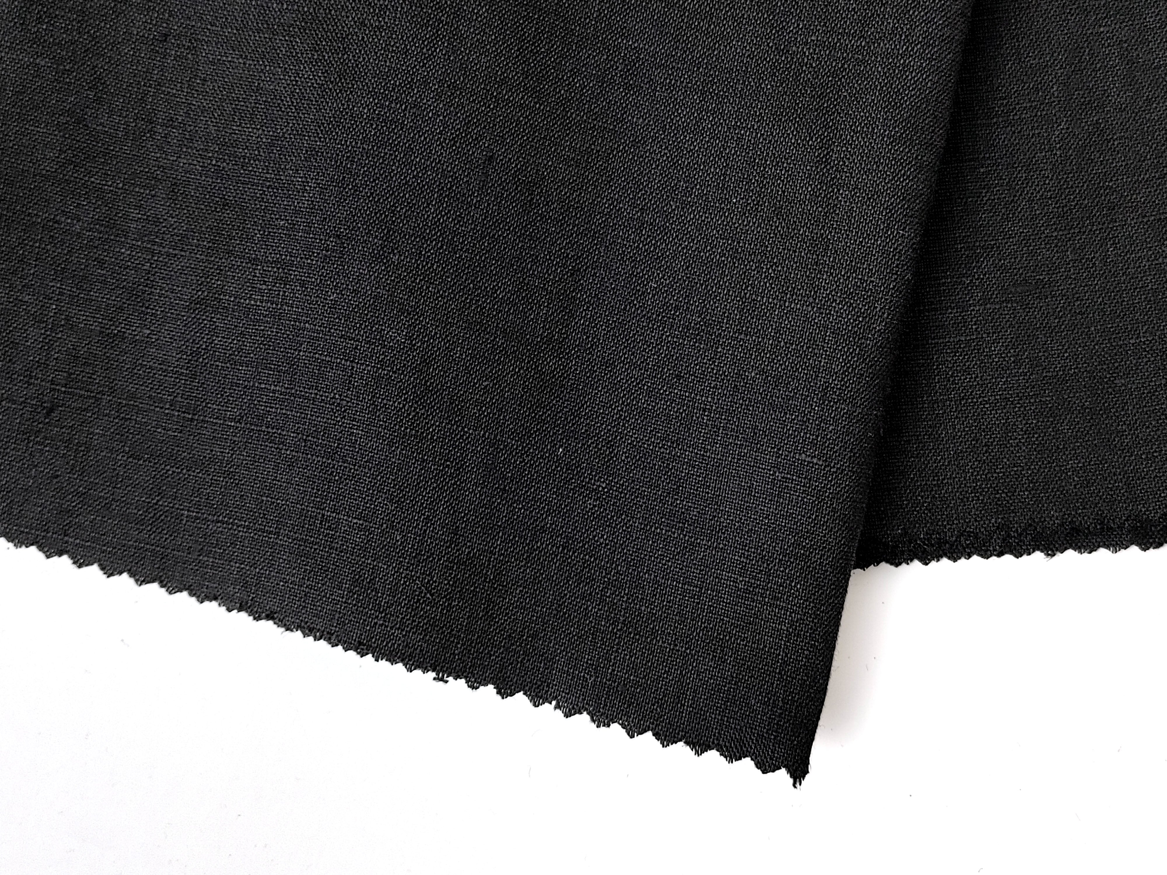 Black 100% Linen Fabric – Light-Medium Weight, Soft Touch 90003