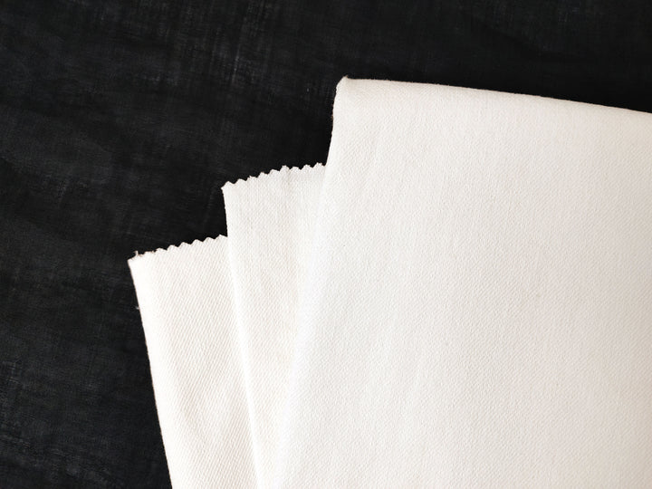 Ivory White Linen-Cotton-Polyester Fabric – Twill Weave, Soft & Pre-Washed 8071