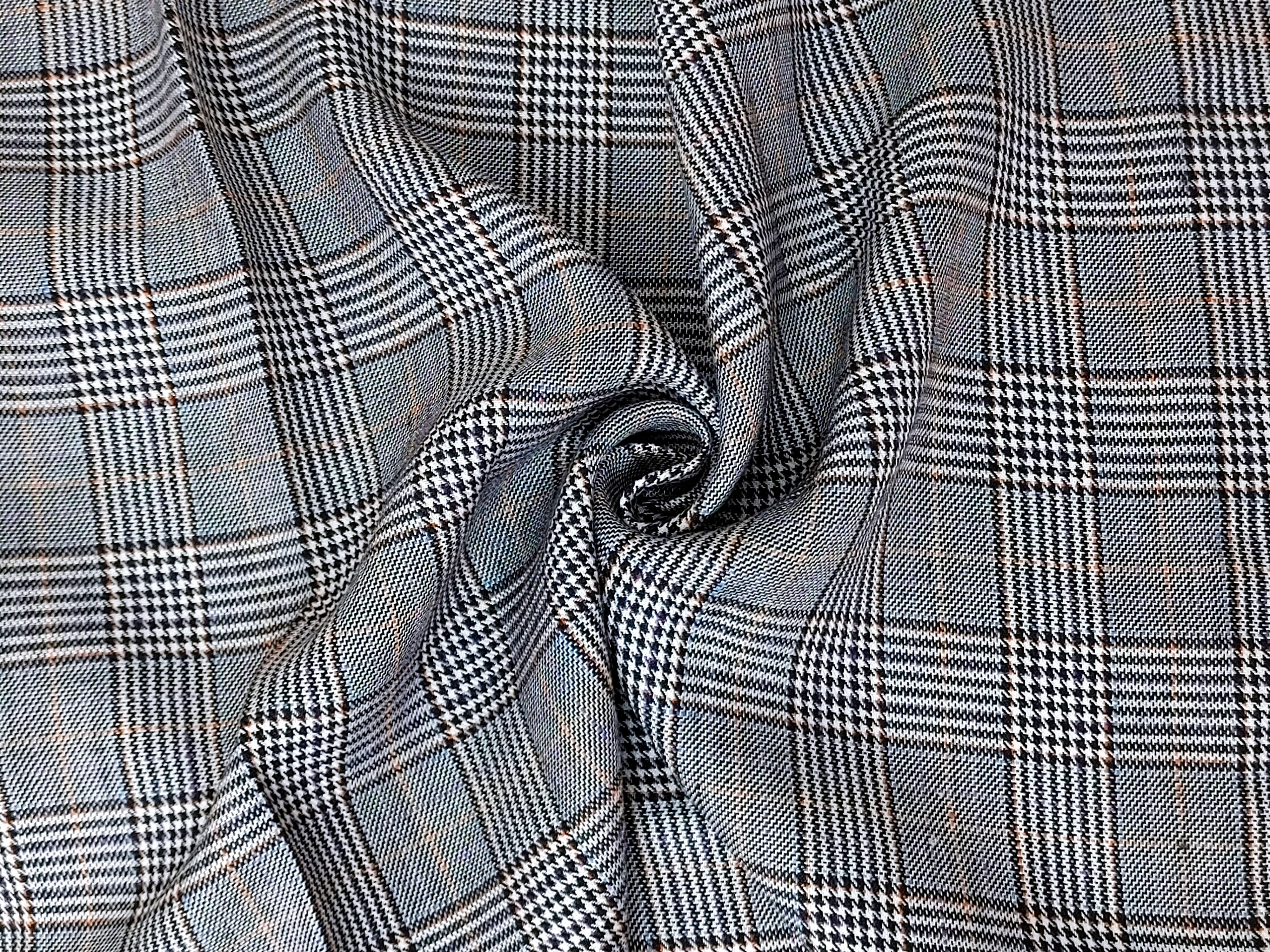 Linen Rayon 4 color Glen Plaid Fabric (6612)