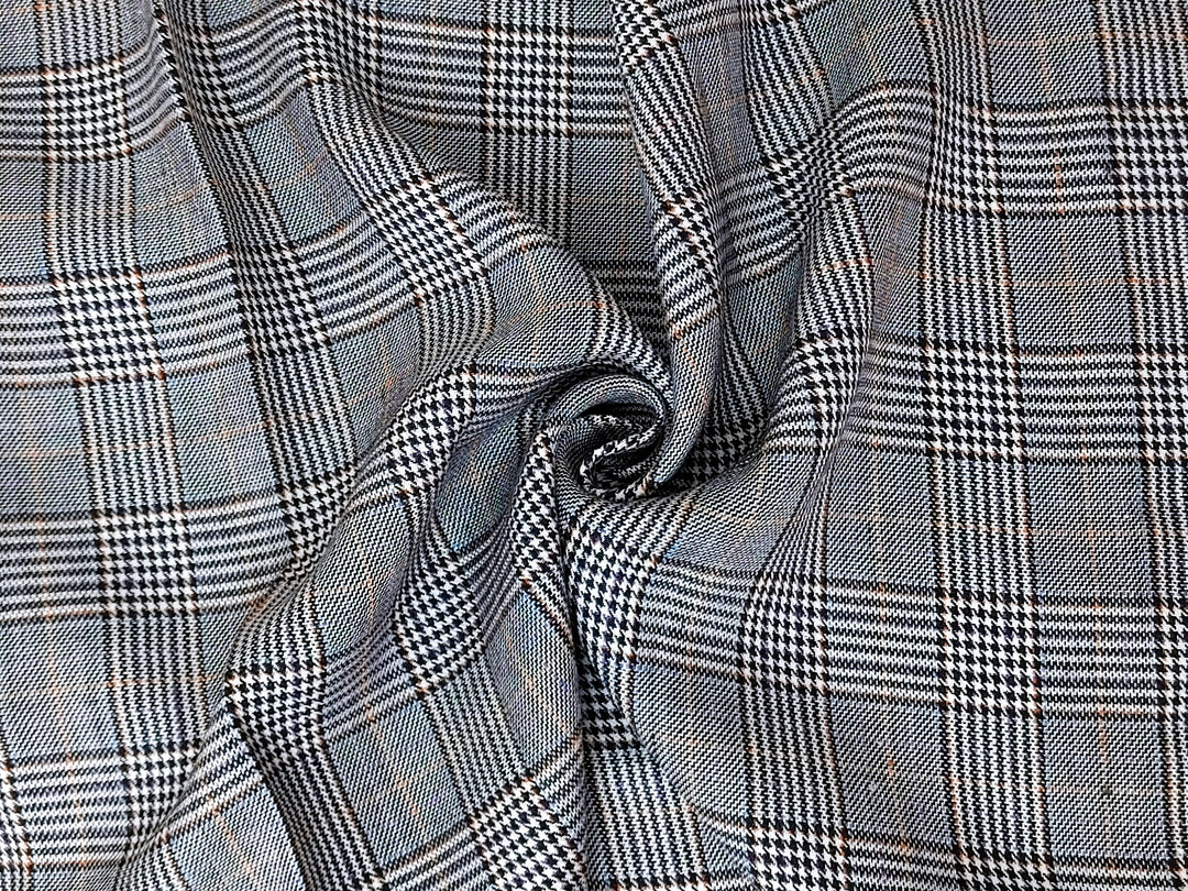 Linen Rayon 4 color Glen Plaid Fabric (6612)