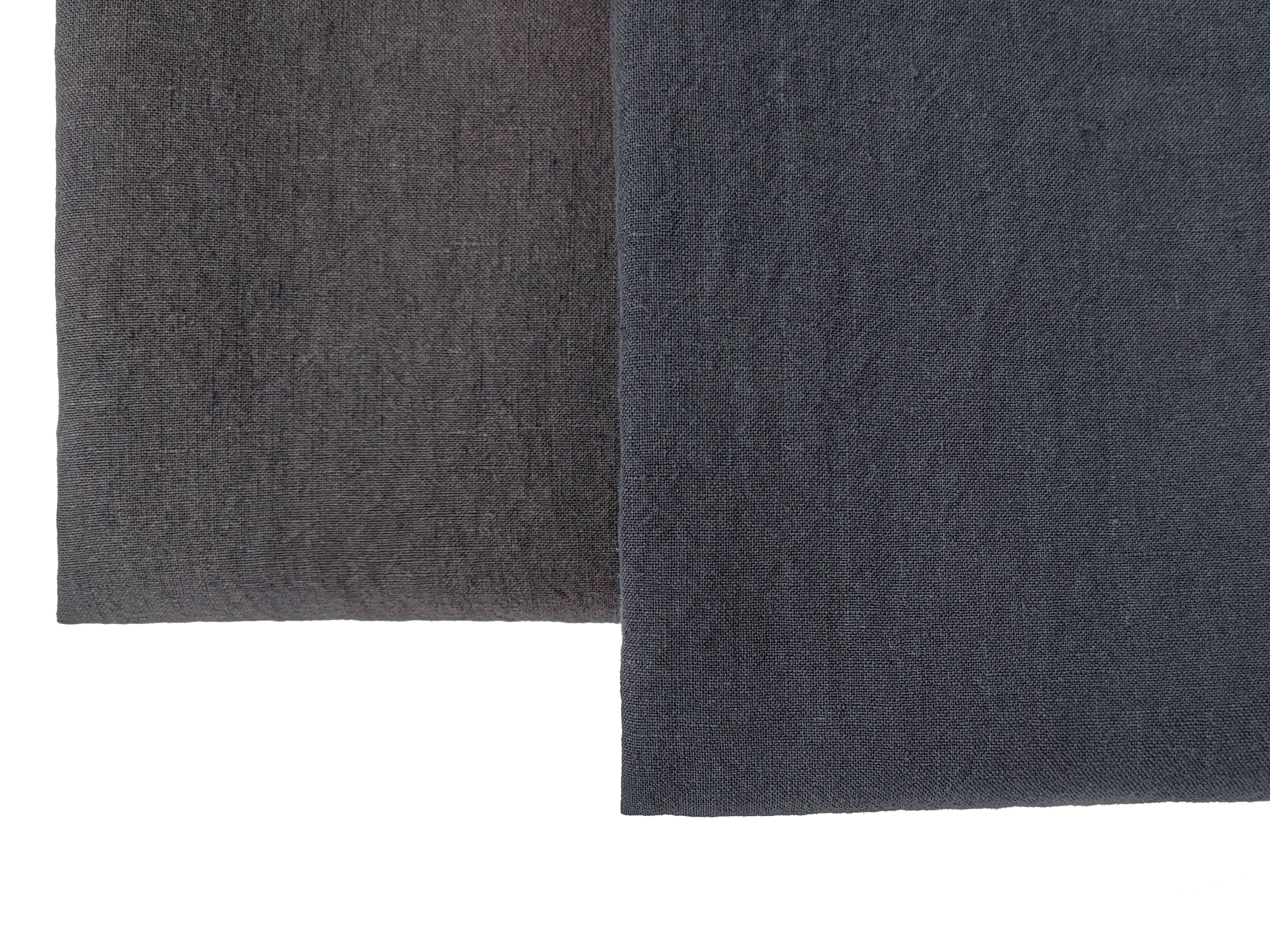 High-Twist 100% Linen Fabric – Soft, Cool, and Textured in Brown & Dark Grey 8001 8002