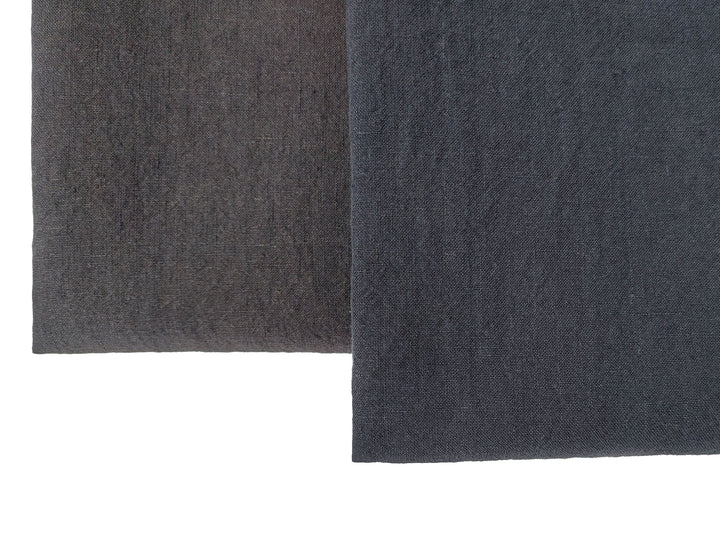 High-Twist 100% Linen Fabric – Soft, Cool, and Textured in Brown & Dark Grey 8001 8002