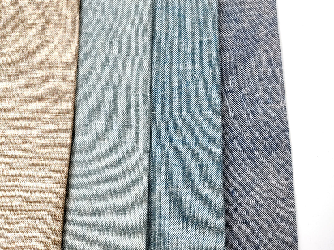 Linen-Cotton Blend Chambray Fabric – Mat Weave with Contrast Weft 8056 8057 8058 8059
