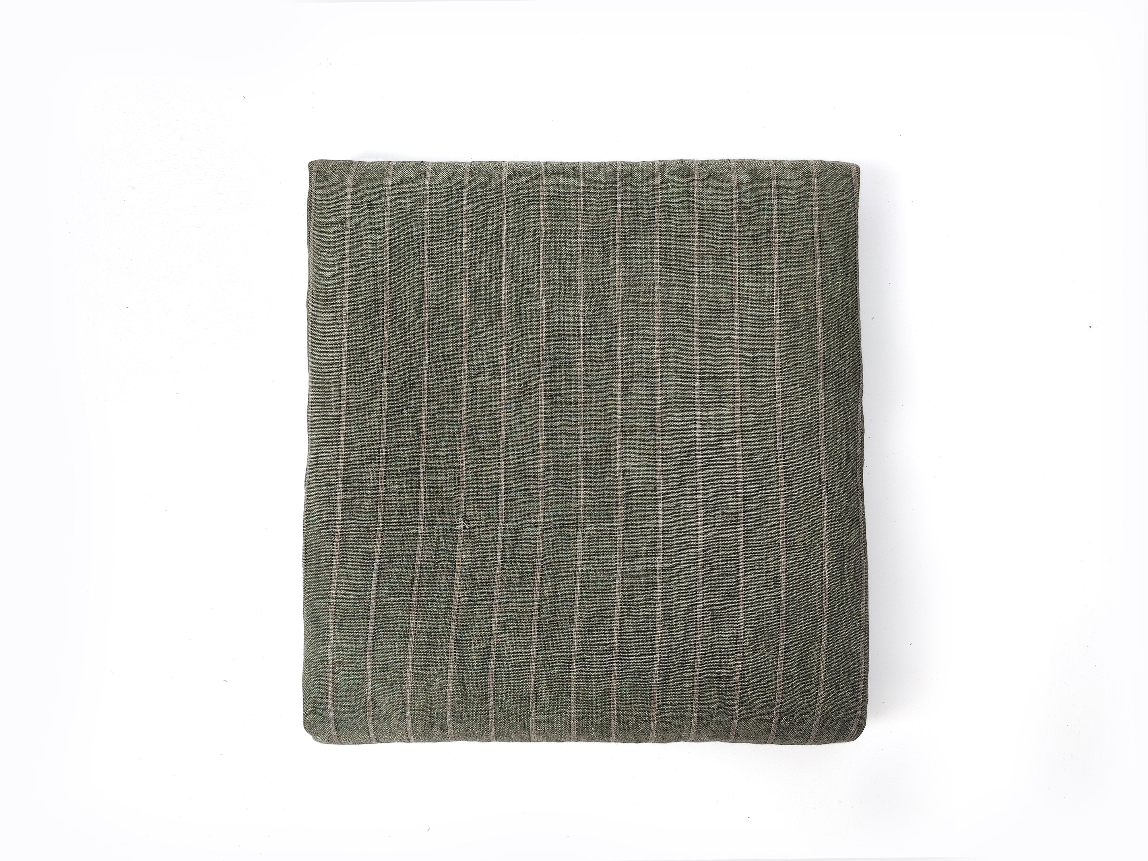 100% Linen Green Striped Linen Fabric 8087