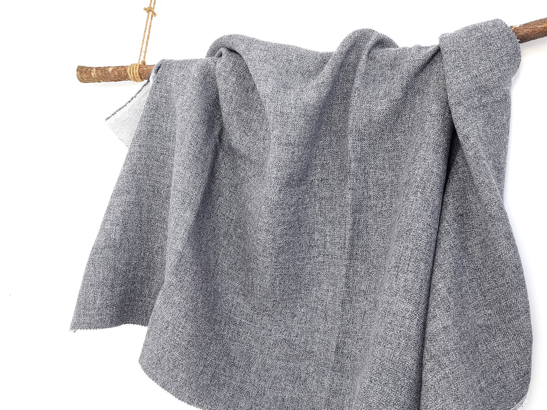 Double-Face Fabric: Grey Linen-Polyester Blend Front with Ivory Cotton Back 8090