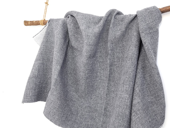 Double-Face Fabric: Grey Linen-Polyester Blend Front with Ivory Cotton Back 8090