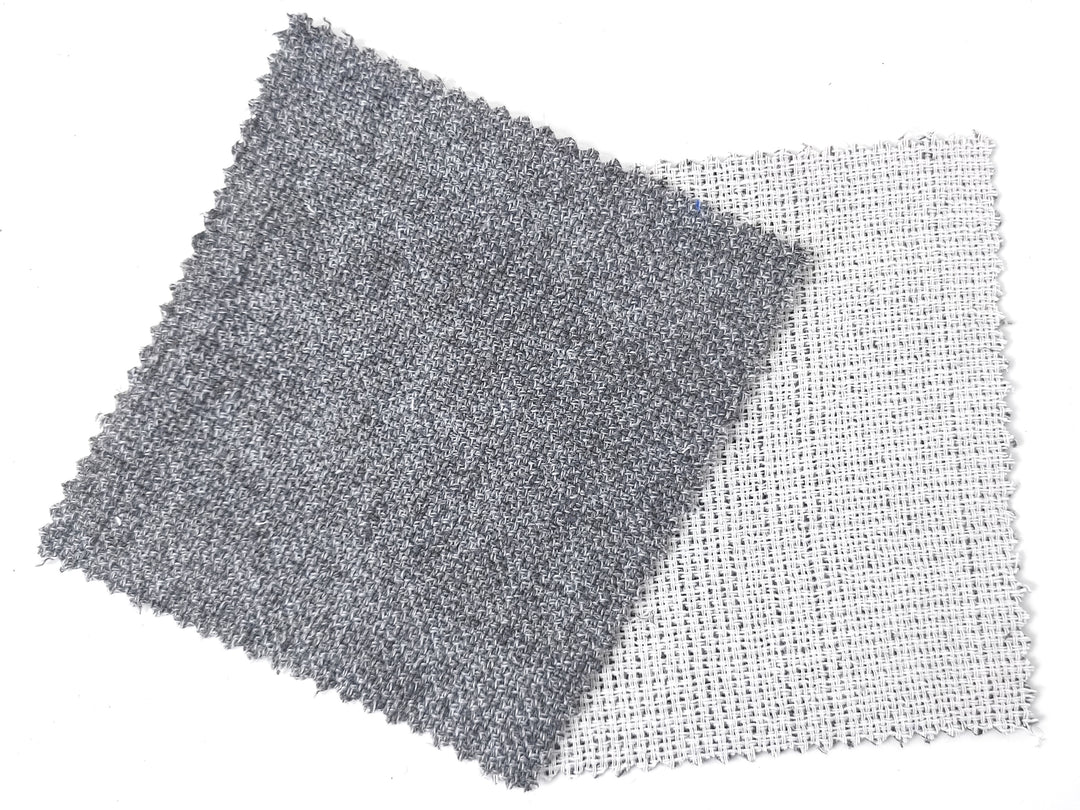 Double-Face Fabric: Grey Linen-Polyester Blend Front with Ivory Cotton Back 8090