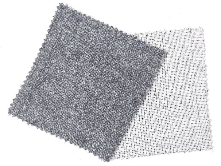 Double-Face Fabric: Grey Linen-Polyester Blend Front with Ivory Cotton Back 8090