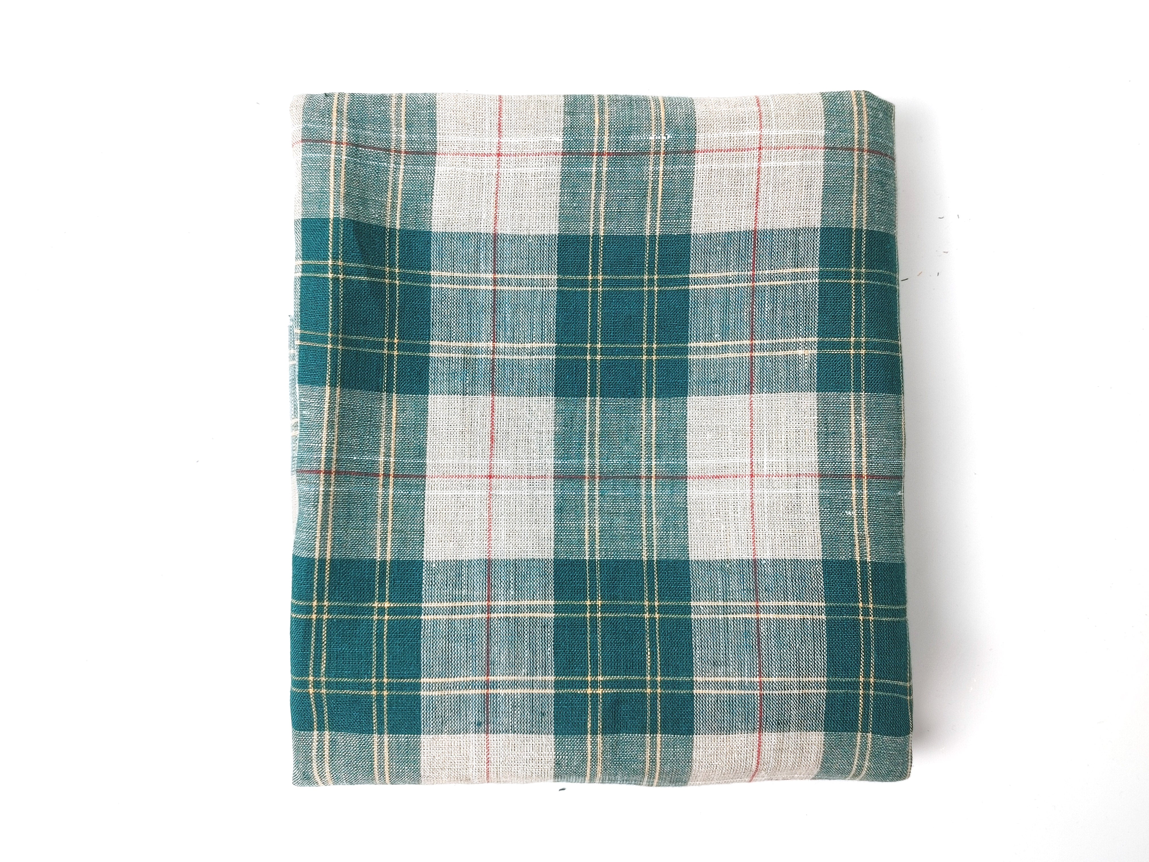 Elegant Plaid 100% Linen Fabric – Lightweight with Soft Handfeel 8034 8035