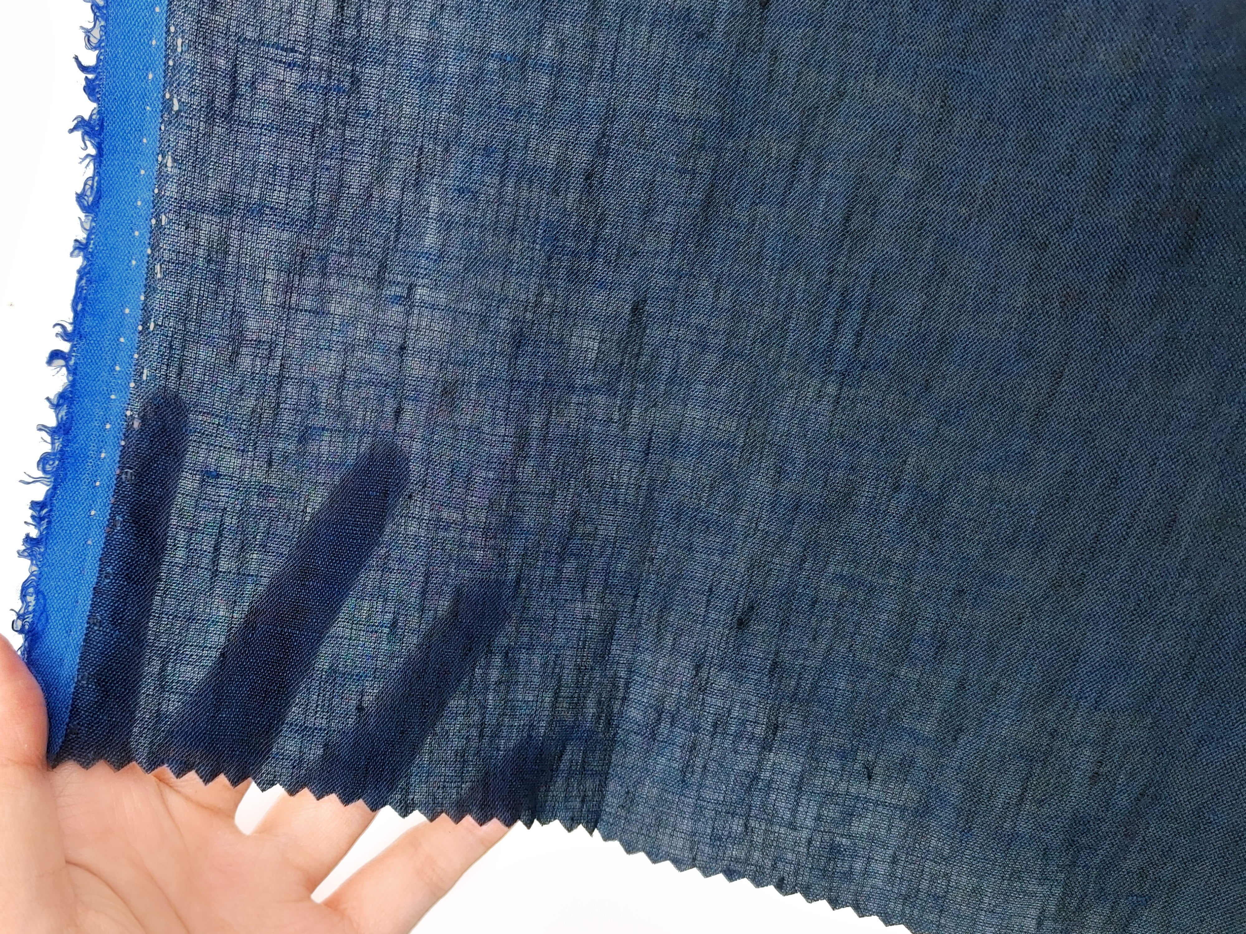 100% Linen Navy Chambray Fabric – Fine 21s Yarn, Pre-Washed, Lightweight 7962