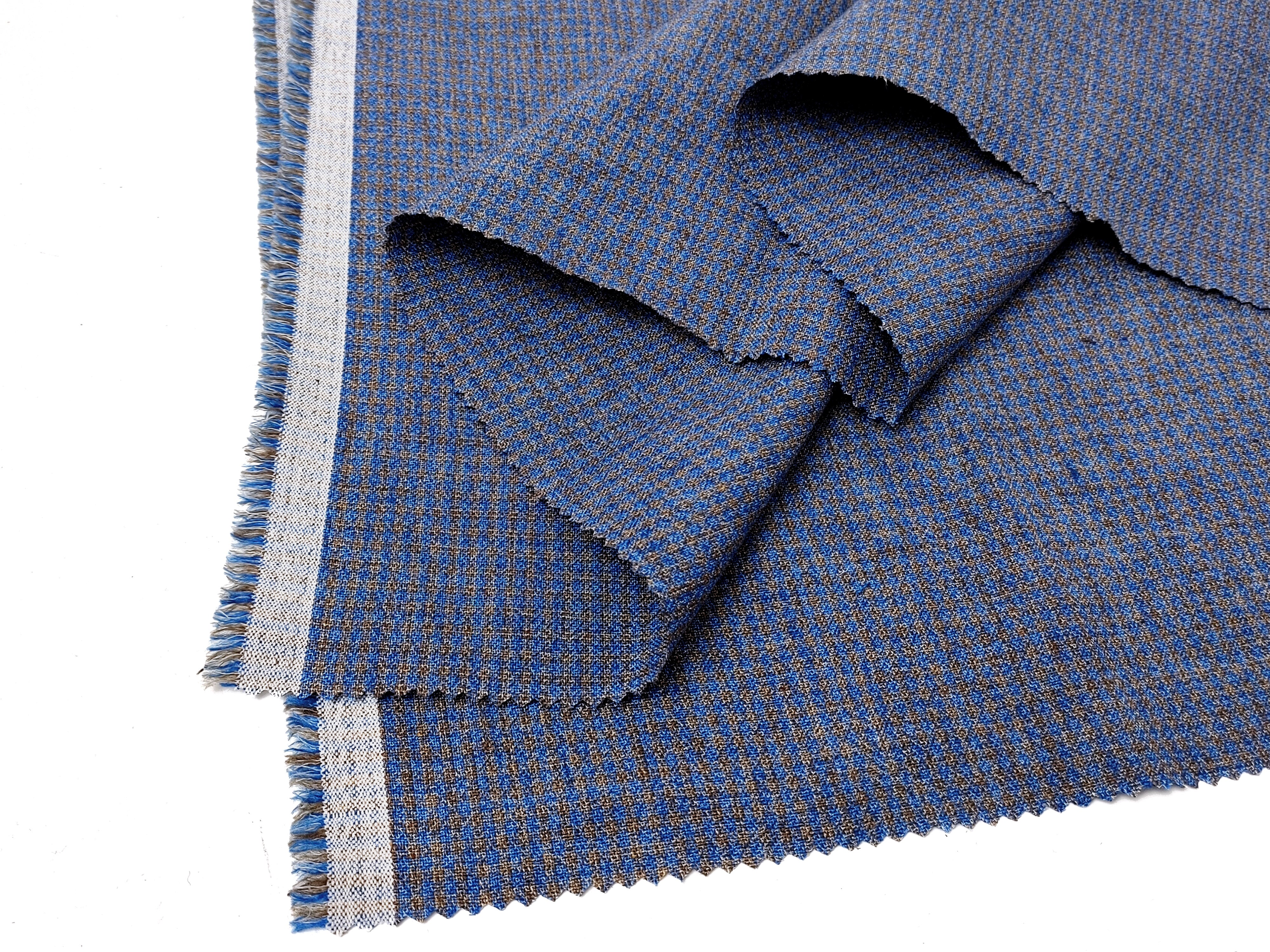 Linen Polyester Blend Gingham Check Fabric – Special Melange Effect, Pre-Washed 8107