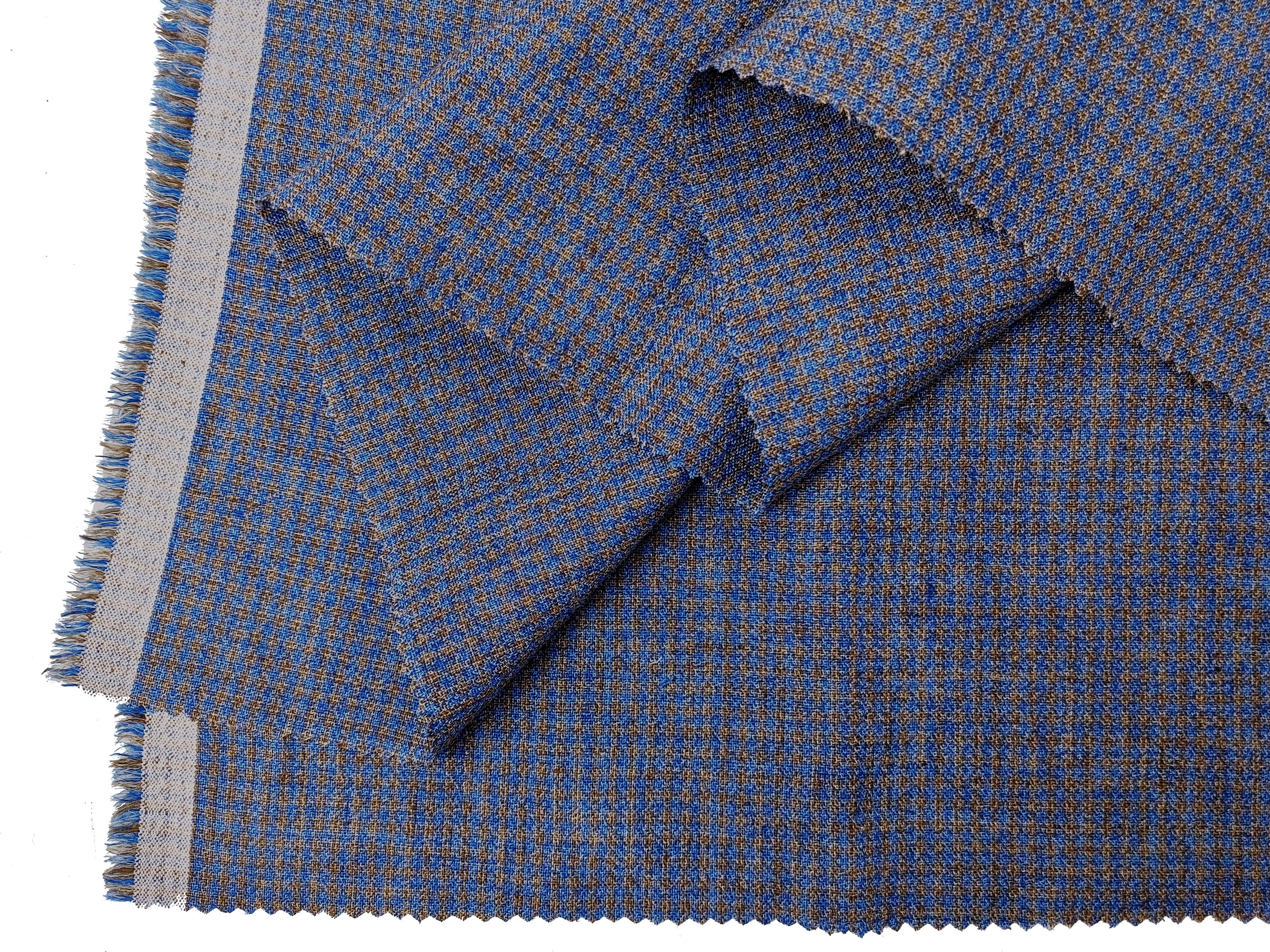 Linen Polyester Blend Gingham Check Fabric – Special Melange Effect, Pre-Washed 8107