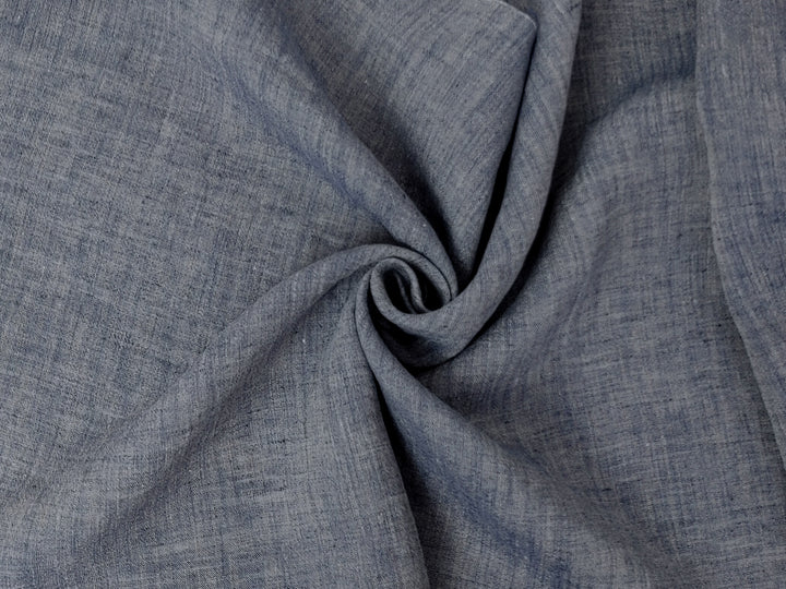 100% Linen Navy Chambray Fabric – Soft with Crisp, Cool Linen Feel 4828