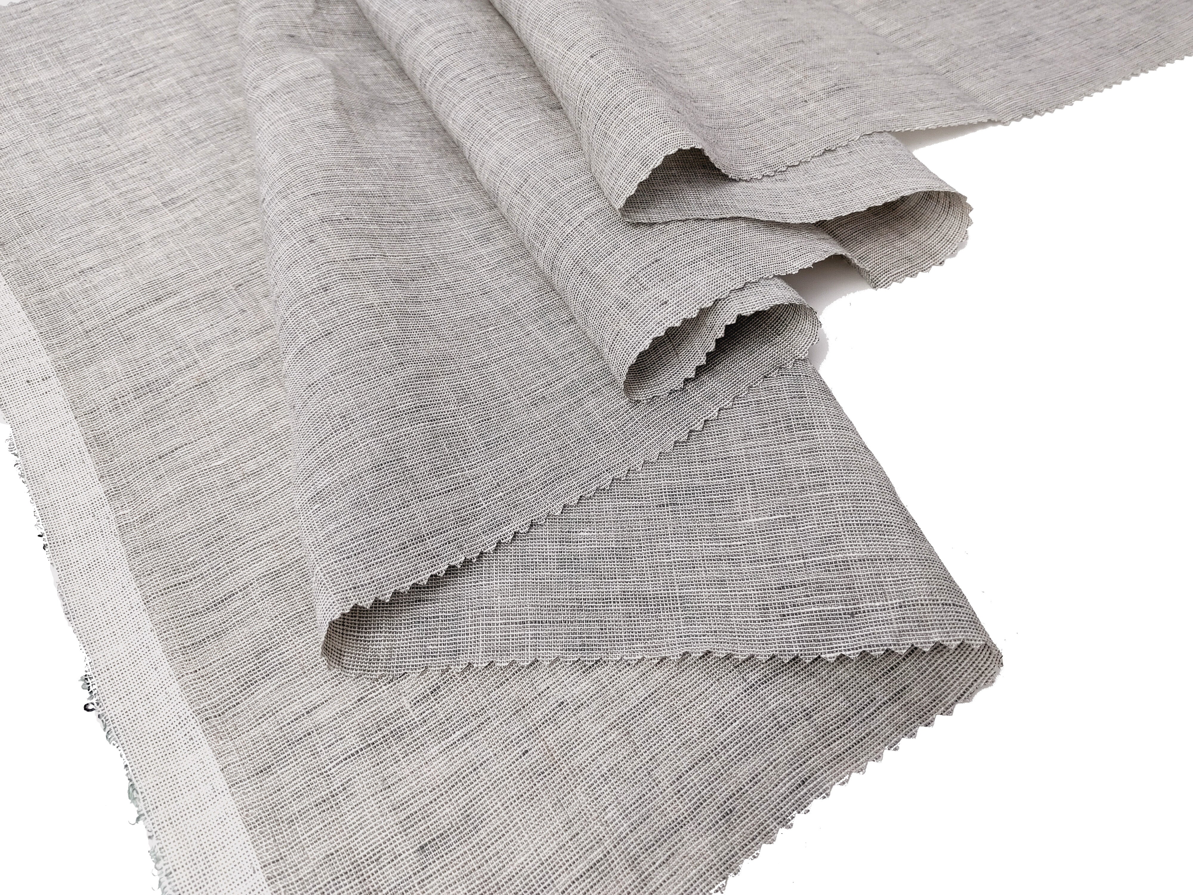 100% Linen Greenish Beige Chambray Fabric – Soft, Lightweight 6361