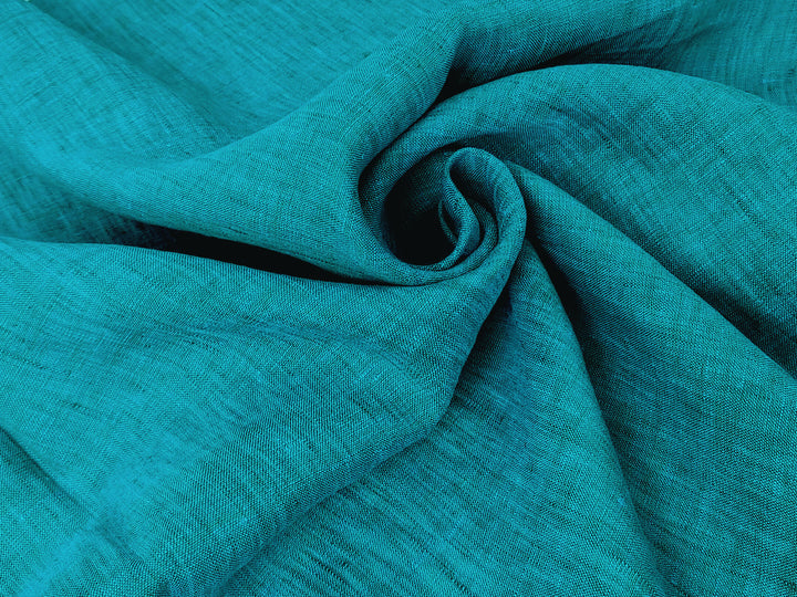 100% Linen Green Chambray Fabric – Lightweight, Soft 3971