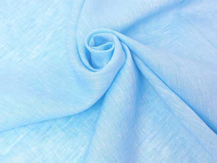 100% Linen Sky Blue Chambray Fabric – Soft, Pre-Washed, Lightweight 4814