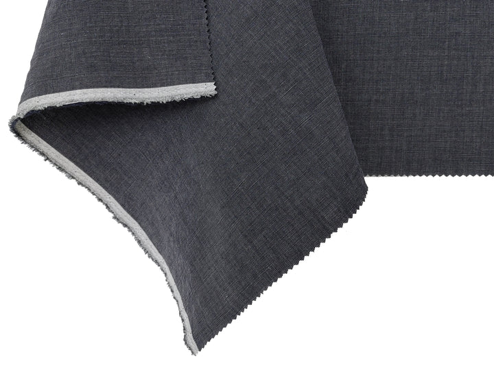 Dark Grey Subtle Chambray Linen Cotton Fabric – Soft & Pre-Washed 8111