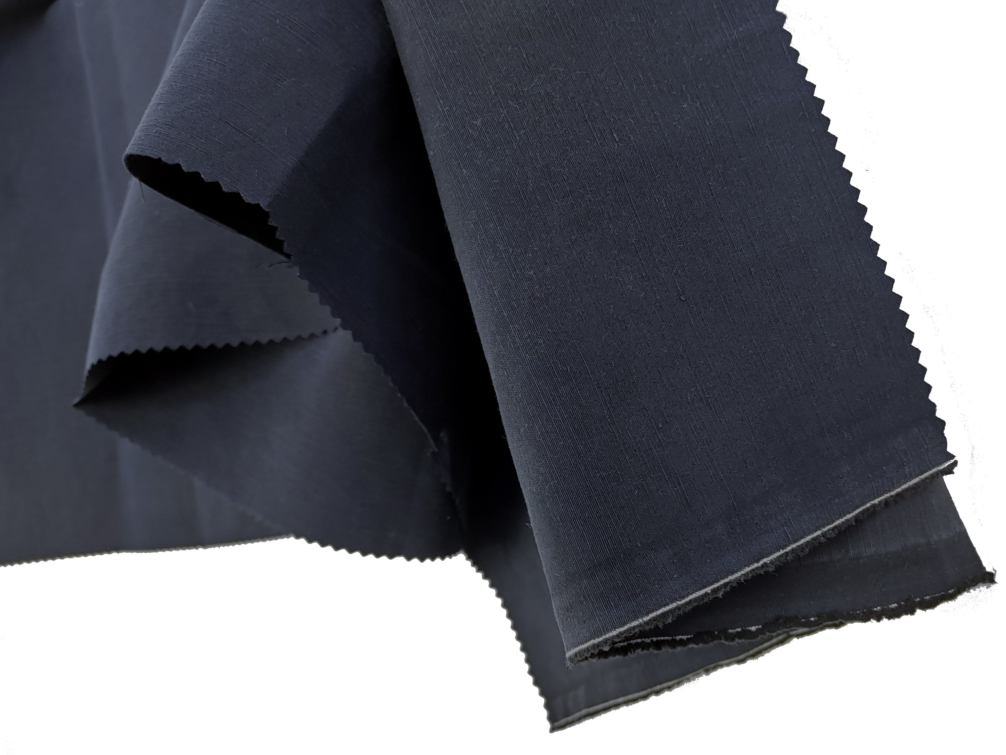 High-Density Linen-Cotton Fabric – Dark Navy, Enzyme Bio-Washed for Softness 2505