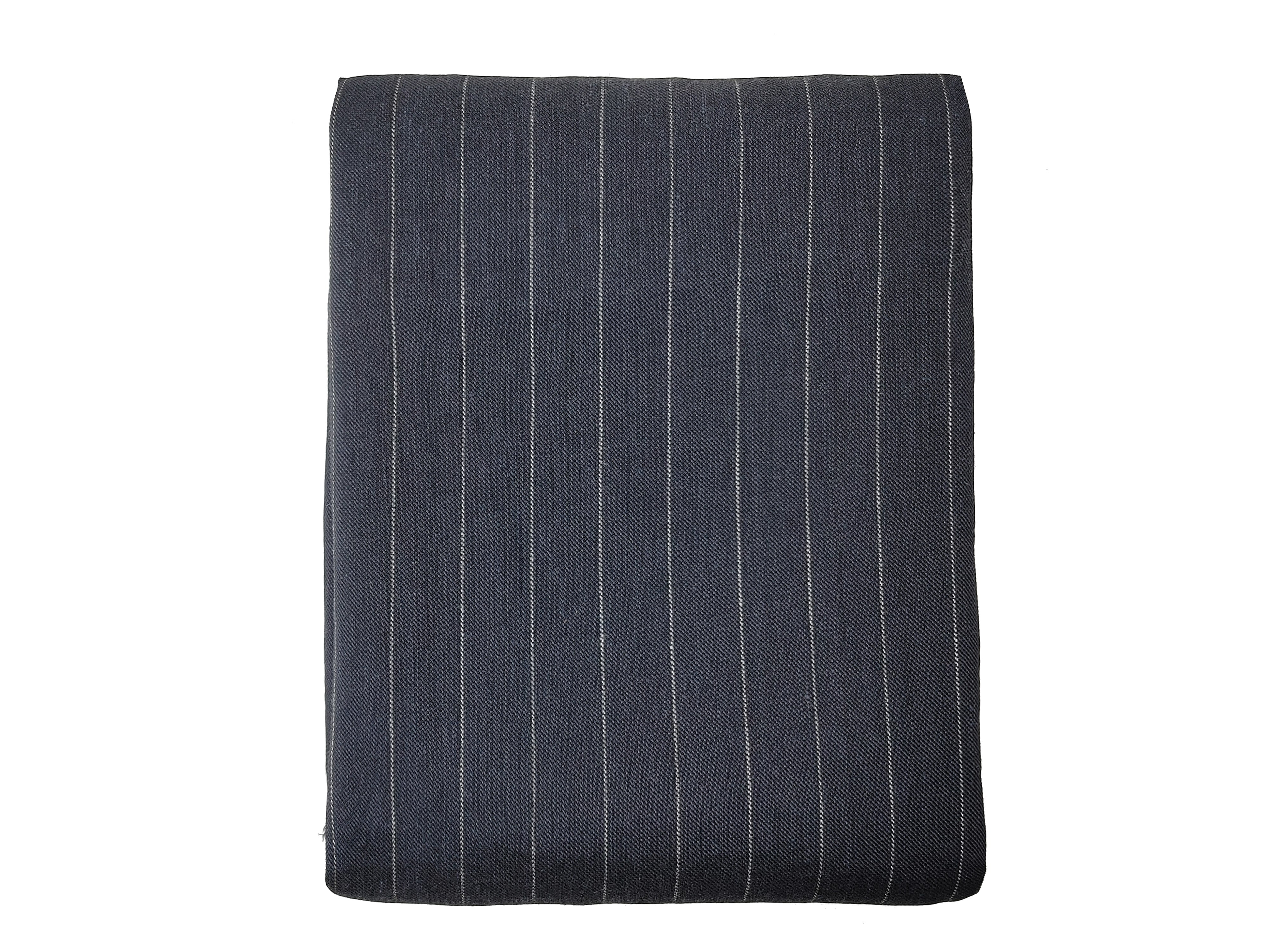 Dark Grey Linen Blend Twill with Stretch Effect and Beige Pinstripe 7815