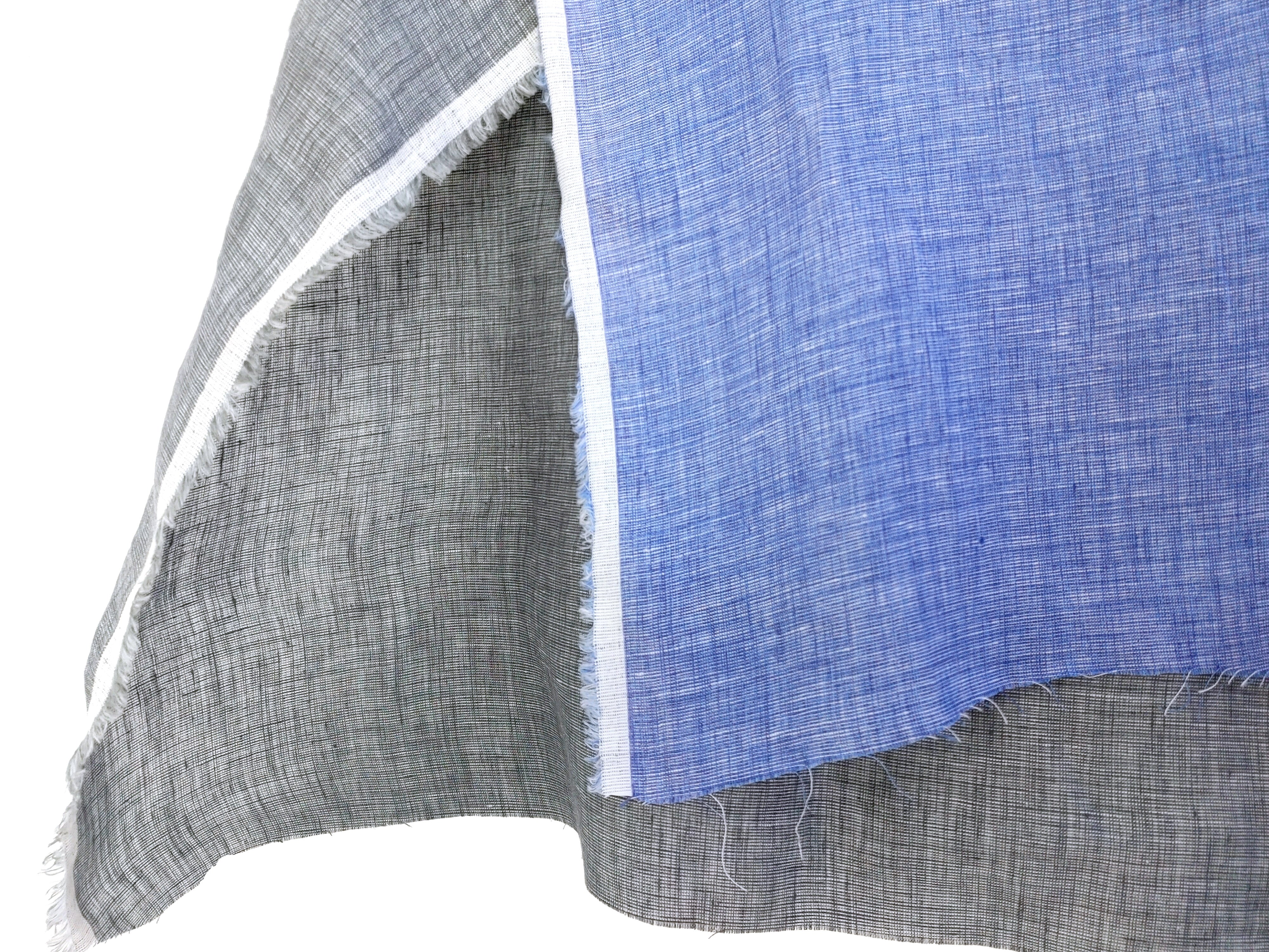 100% Linen Dot Chambray Fabric - Soft Blue & Grey, Fine 21s Yarn 4610 4611