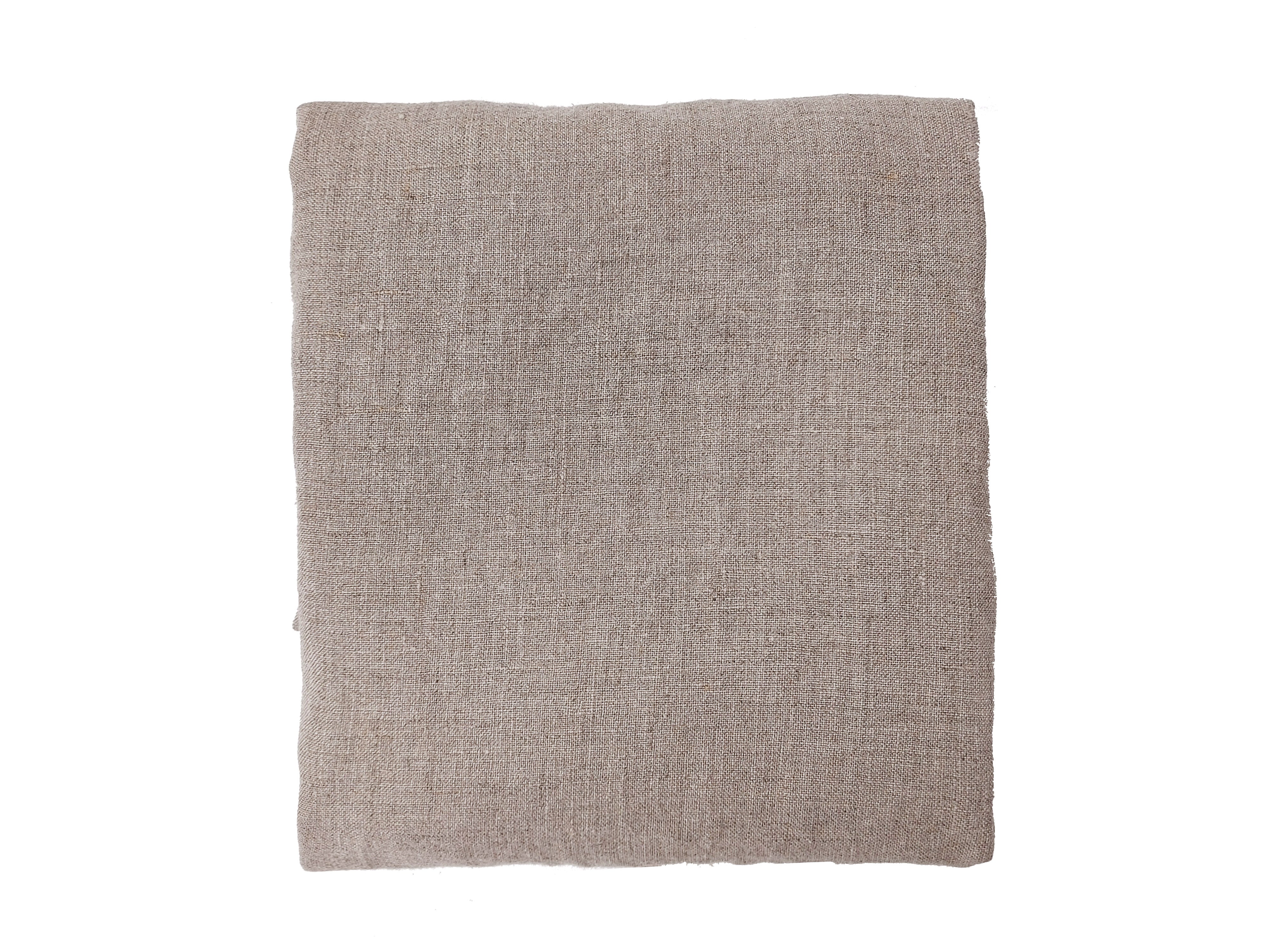 100% Linen Fabric - Dark Earthy Flax Color, Medium to Heavy Weight, Slightly Rough Texture 8129