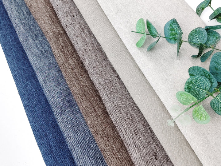 Denim-Inspired Linen Cotton Twill Fabric – Pre-Washed, Medium Weight, Slightly Rough Texture 7869 7870 7871 7872 7873 7874