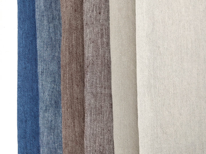 Denim-Inspired Linen Cotton Twill Fabric – Pre-Washed, Medium Weight, Slightly Rough Texture 7869 7870 7871 7872 7873 7874
