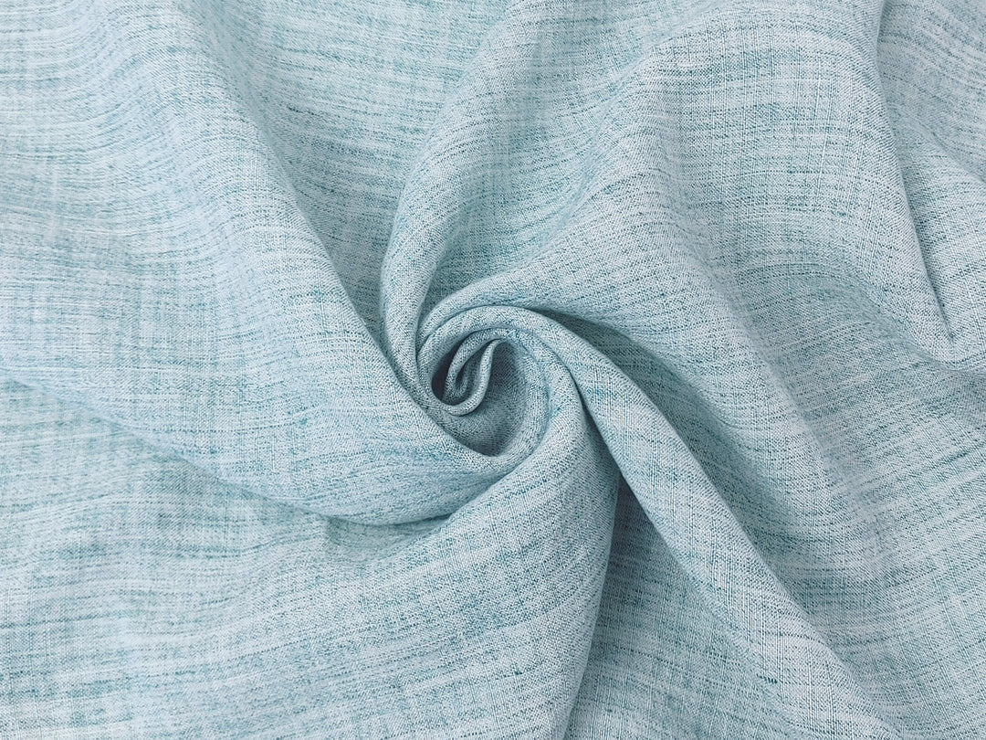 100% Linen Fabric with Green Melange Yarn & Subtle Woven Stripe 4188