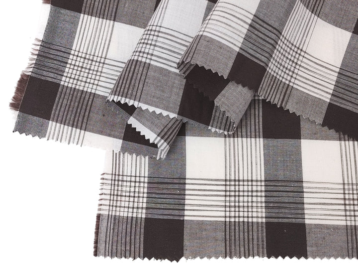 Space Dyed Ramie Cotton Brown Plaid Fabric (1627)