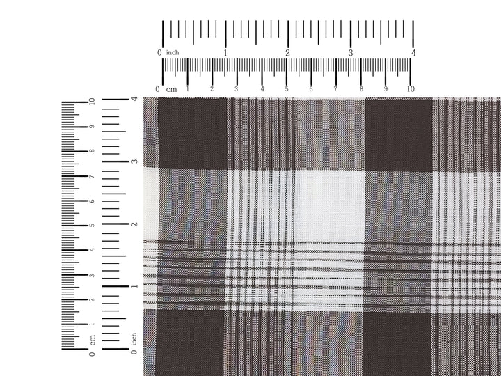 Space Dyed Ramie Cotton Brown Plaid Fabric (1627)