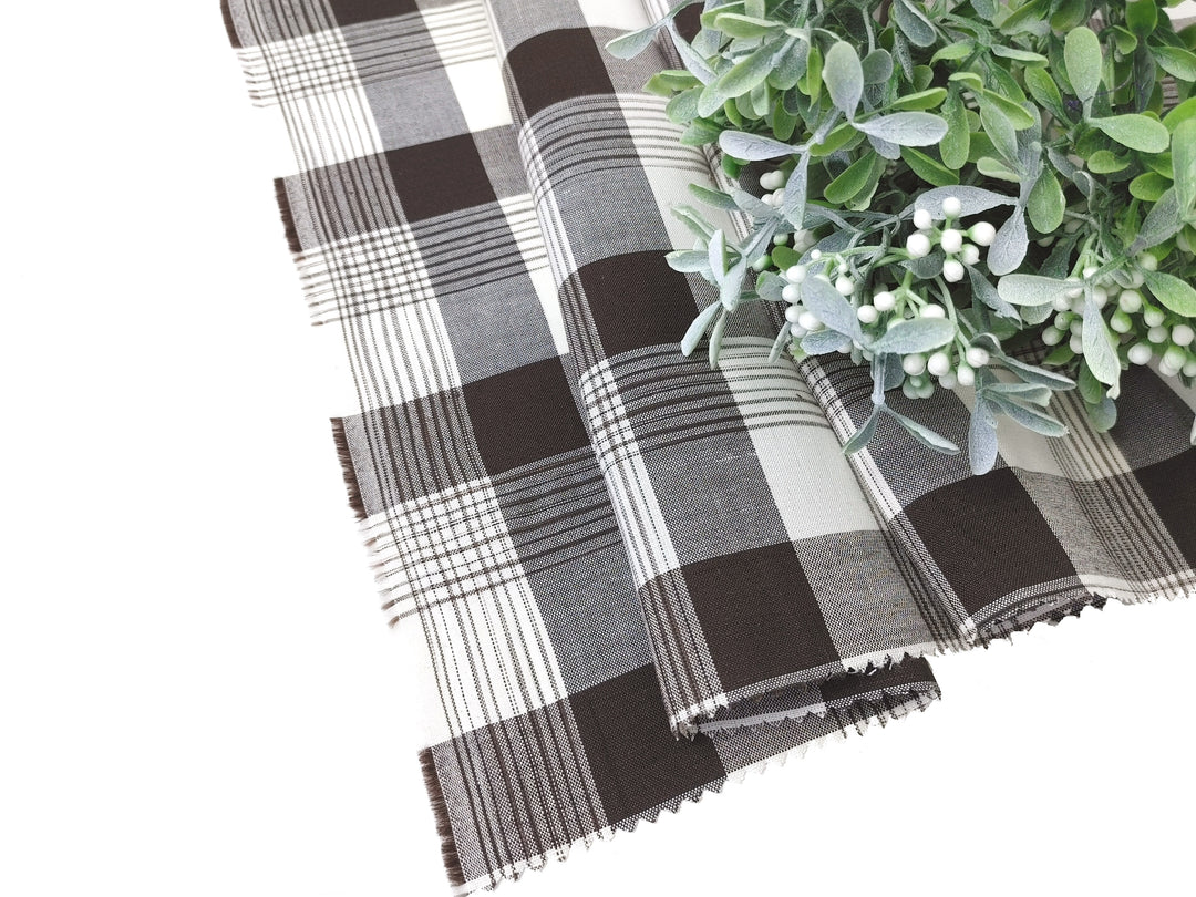 Space Dyed Ramie Cotton Brown Plaid Fabric (1627)