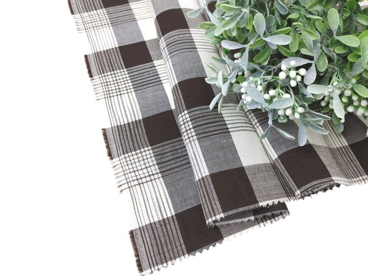 Space Dyed Ramie Cotton Brown Plaid Fabric (1627)