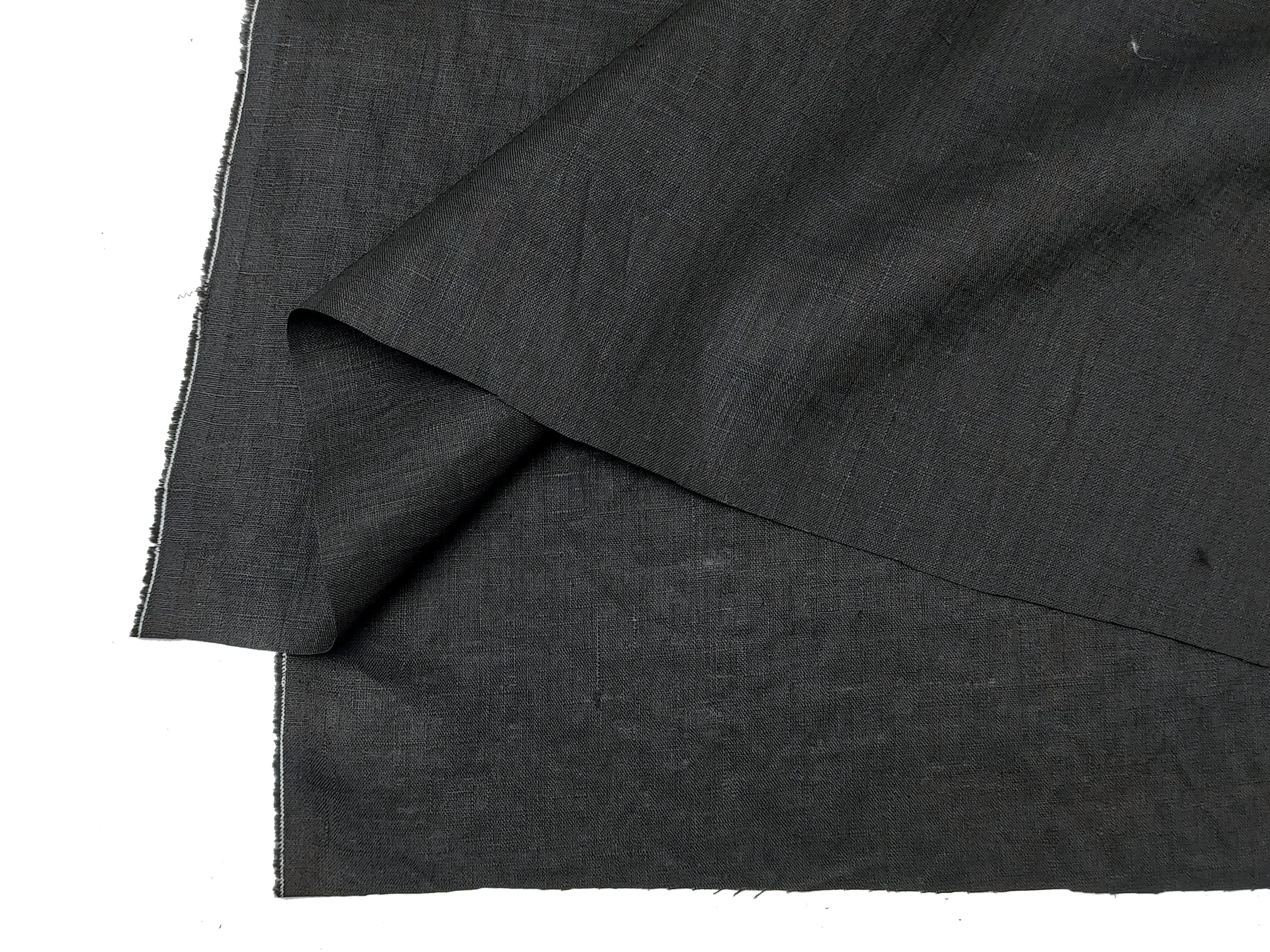 100% Linen Fabric, Lightweight Black with Fine 21s Yarn, Soft & Pre-washed