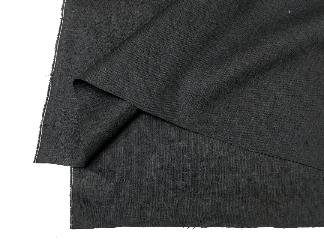 100% Linen Fabric, Lightweight Black with Fine 21s Yarn, Soft & Pre-washed  2715