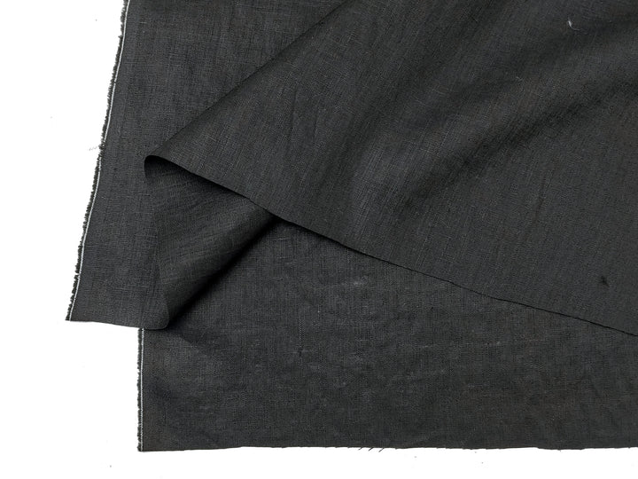 100% Linen Fabric, Lightweight Black with Fine 21s Yarn, Soft & Pre-washed  2715