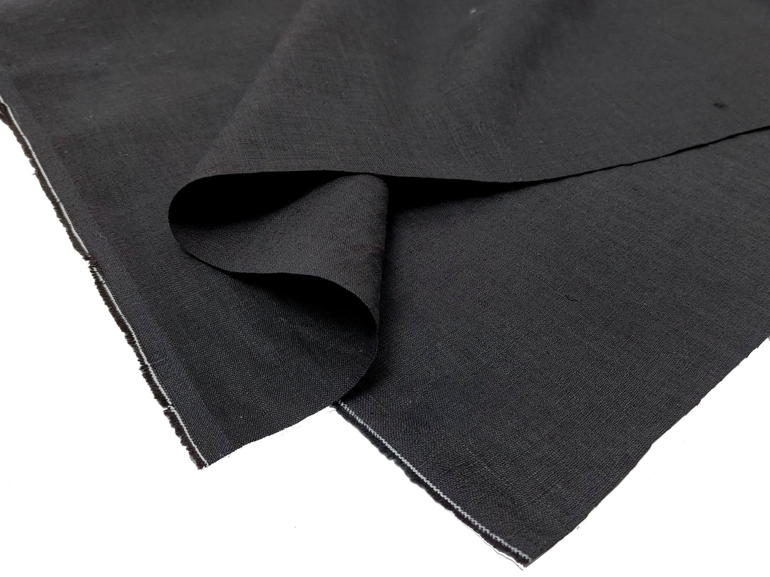 100% Linen Fabric, Lightweight Black with Fine 21s Yarn, Soft & Pre-washed  2715