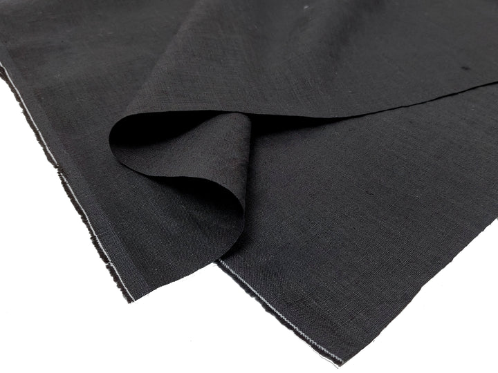 100% Linen Fabric, Lightweight Black with Fine 21s Yarn, Soft & Pre-washed  2715