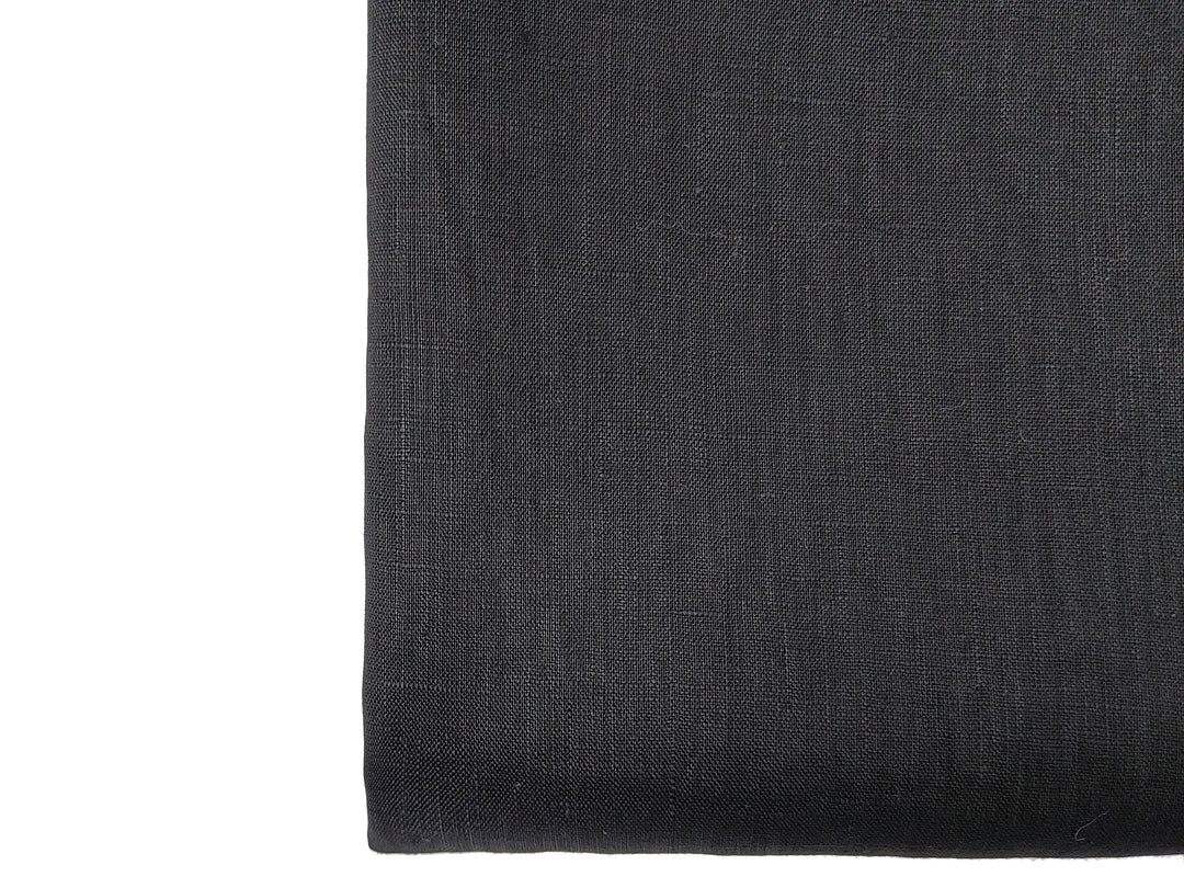 100% Linen Fabric, Lightweight Black with Fine 21s Yarn, Soft & Pre-washed  2715